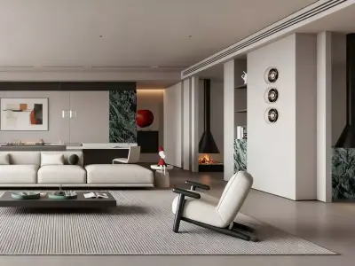 Luxury Light Living Room 3D model