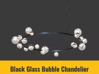 Black Glass Bubble Chandelier 3D model
