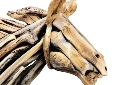 Wooden Horse Sculpture 3D model