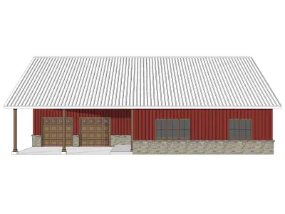 Barndominium House 010 -Archimple LLC Low-poly 3D model