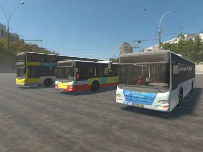 High Detail Busses - Full Version - Unity Low-poly 3D model