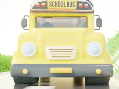 Stylized Cartoony Bus Model 3D model