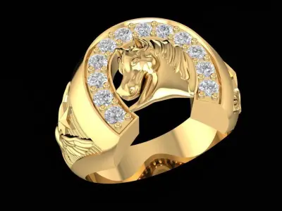 Luxury Horse Head Gemstone Ring for Men  1562 3D print model