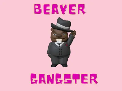Cute Beaver gangster  3D print model