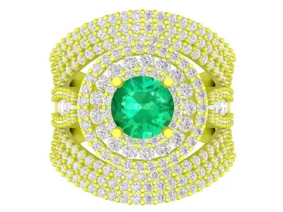 Luxury Multi Halo Pave Diamond Ring 3D Jewelry Model 4417 3D print model