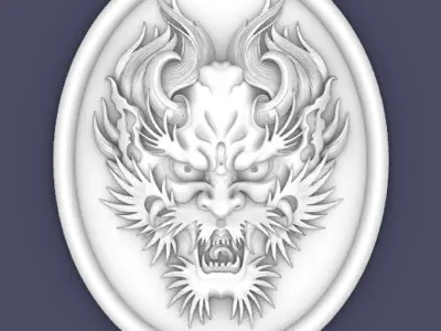 Drago head bas-relief 3D print model