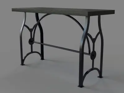 Industrial Metal Brace Sofa Table Black 3D model