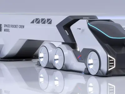 Tesla Spaces rocket Low-poly 3D model