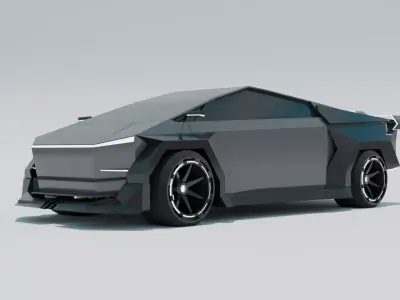 V12 Powered Cybertruck Low-poly 3D model