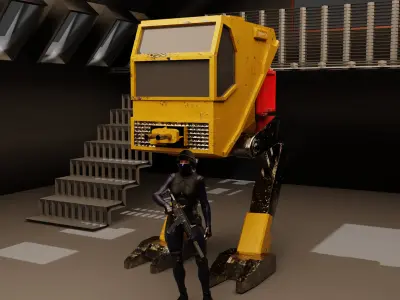L-poly Patrol Robot  -Rigged- Low-poly 3D model