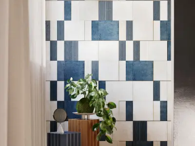 Blue Bathroom interior scene 3D model