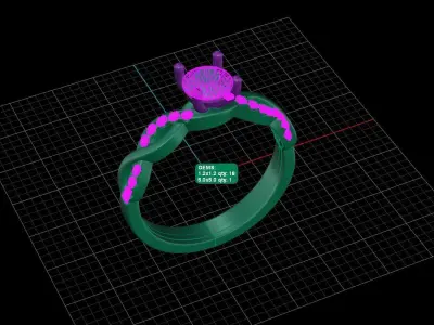 Luxury engagement ring 3D print model 5