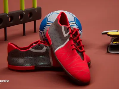 Sports equipment - balls and outfit Low-poly 3D model