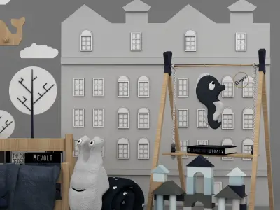 toys and furniture set  Low-poly 3D model