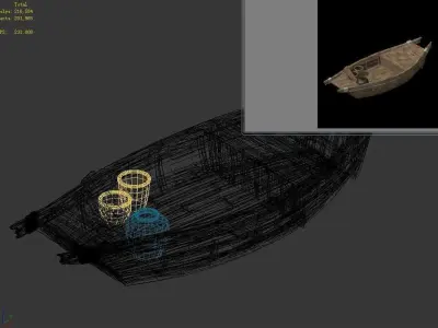 Game Traffic - Small wooden boat 04 3D model
