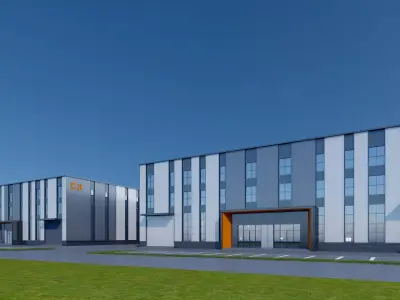 Industrial Building Factory 3D model buy