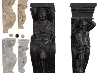 Classical Marble Corbel - Atlas Figure Architectural Set 3D model