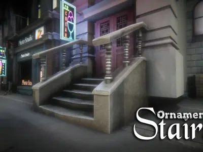 Ornament Stairs Low-poly 3D model