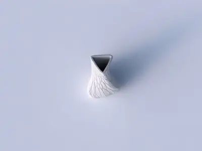 Vase twist puffy triangle with organic cells 3D print model