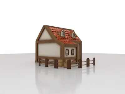 Little village house Low-poly 3D model