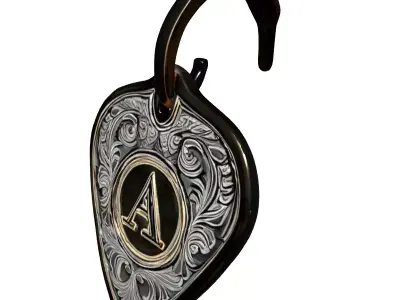 Decorative Initial A Heart Pendant Charm Low-poly 3D model