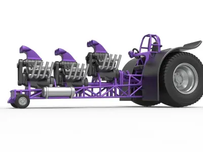 Pulling tractor with 3 engines V8 Scale 1 to 25 3D print model