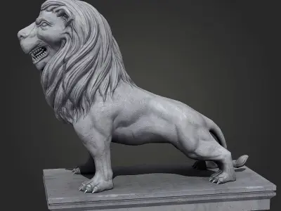Lion Statue Low-poly 3D model