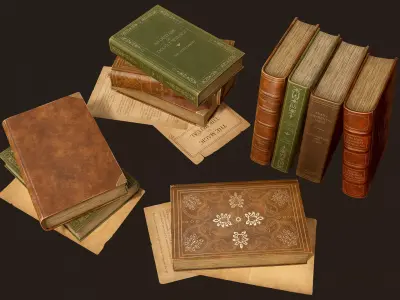 Mystery Books and Papers - PBR Game Ready Low-poly 3D model