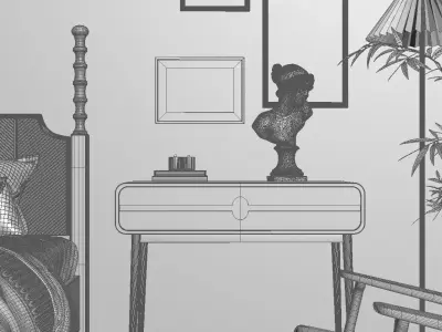 Retro bedroom 3D model