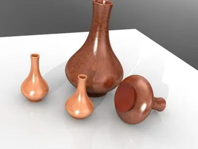 Pottery three glass vases Free 3D model