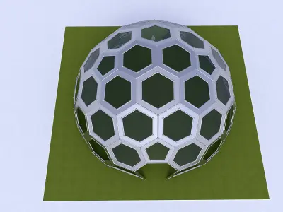 Geodesic Dome with frame and glass panels 3D model