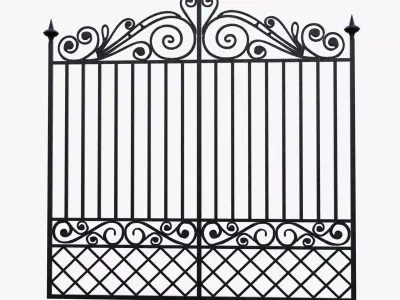 Ornamental Wrought Iron Gate 4K PBR Low Poly Clean Quads Low-poly 3D model