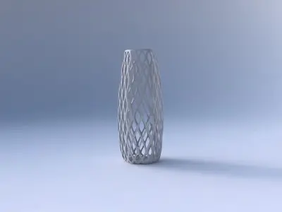 Vase arc hexagon with diagonal grid lattice 3D print model