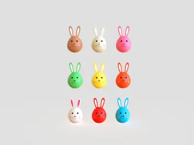 Easter Rabbit Eggs Low-poly 3D model