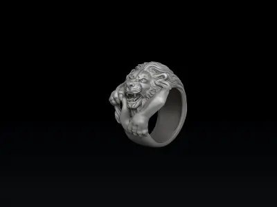 Furious Angry Lion Pendant Ring Collection Set 3D print model