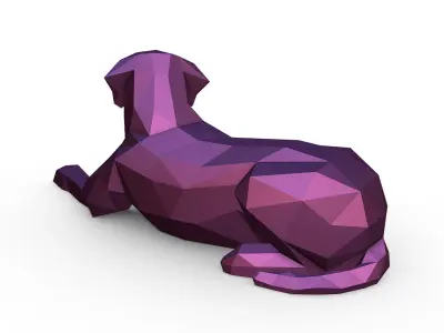 labrador low poly polygonal sculpture of dog 3D print model
