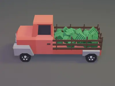 Watermelon Truck Low-poly 3D model