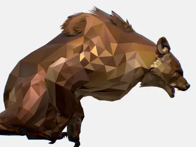Animated Low Poly Art Brown Bear Low-poly 3D model