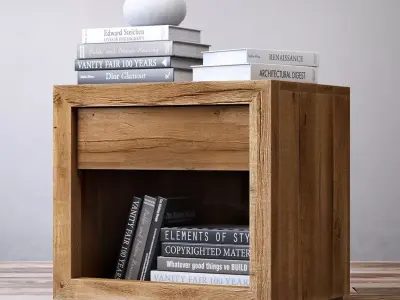 RECLAIMED RUSSIAN OAK 26in OPEN NIGHTSTAND 3D model