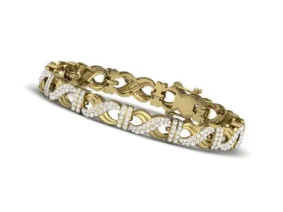 Bracelet rose gold with diamonds 3D print model