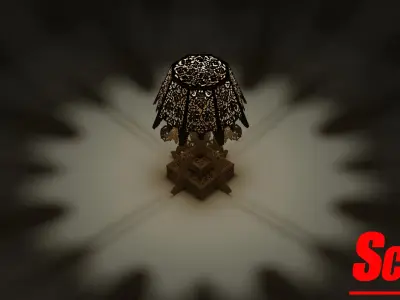 Big Desk Wooden Lamp 3D model