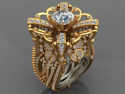 LOBORTAS HIGH-END WOMAN GOLD RING 3D print model