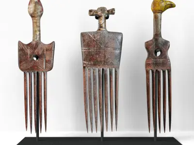 Old Ivory Coast Hair Combs 3D model