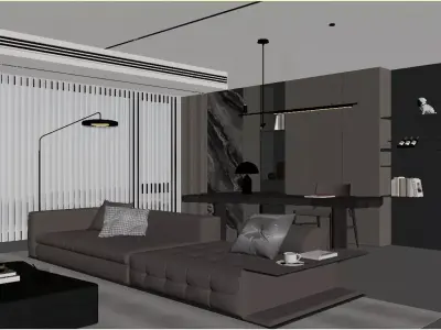 Modern Light Luxury Living Room 3D model