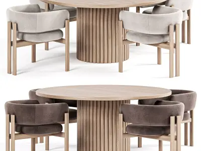 Bakergo Dining Table Bay Chair 3D model