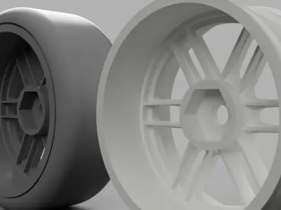 52mm RC 12MM HEX Wheels Enkei RPF1 with and without tires 3D print model