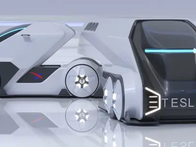 Tesla Spaces rocket Low-poly 3D model