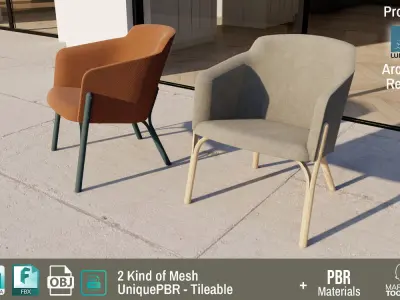 Ton Split Lounge ArmChair Design PBR - Lumion - UE4 Low-poly 3D model