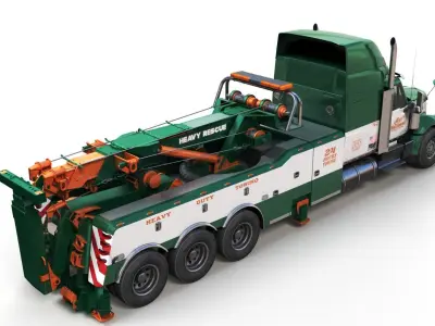 International LoneStar heavy wrecker truck Low-poly 3D model