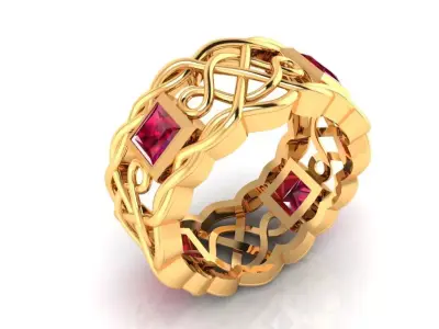 Women Ring 60 filigree style pincess cut diamond women ring 3D print model